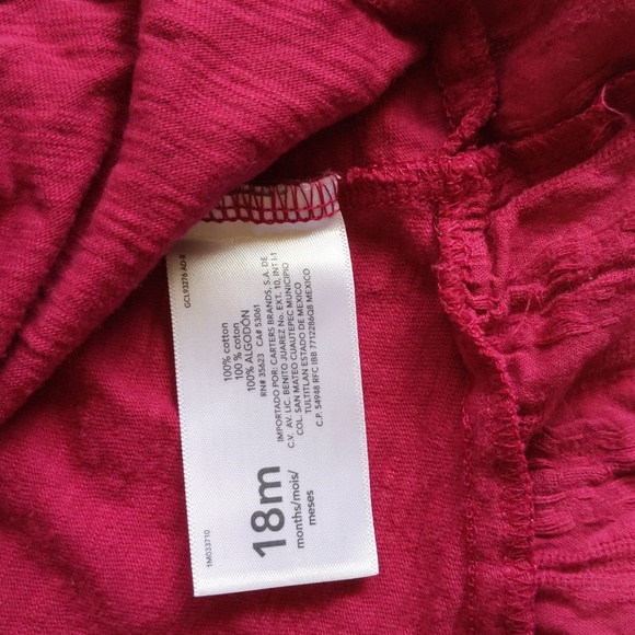 carter's magenta peplum long sleeve top 18 months baby girl - Picture 2 of 5